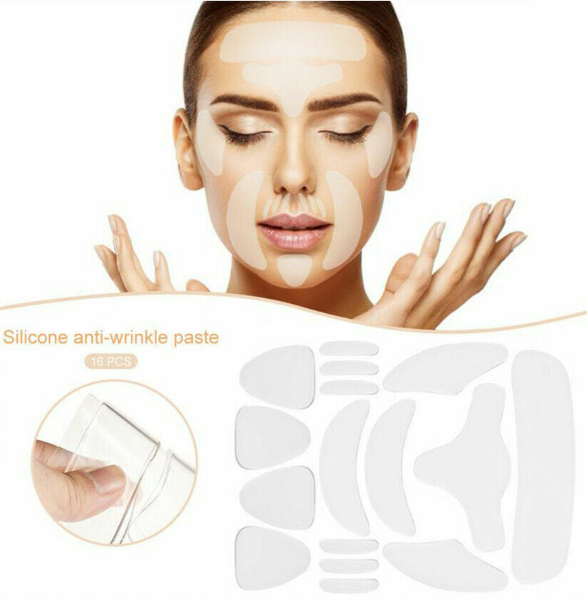 16PCS Reusable Silicone Anti-Wrinkle Face & Eye Pads - Skin Care Patches