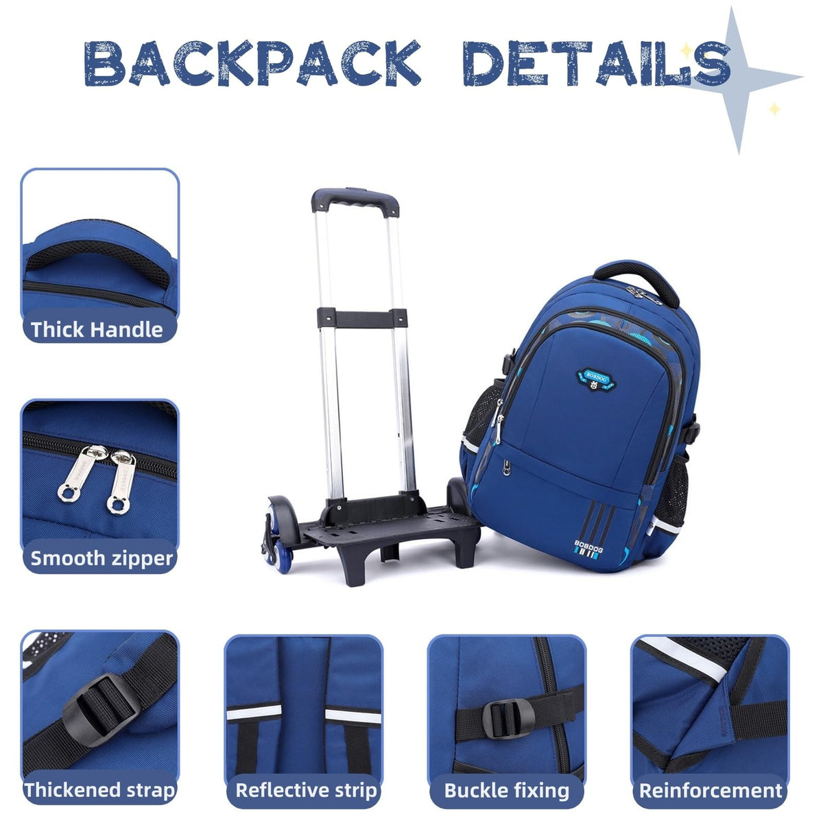 Kids Rolling School Backpack with Wheels & Large Capacity for Elementary & Middle School