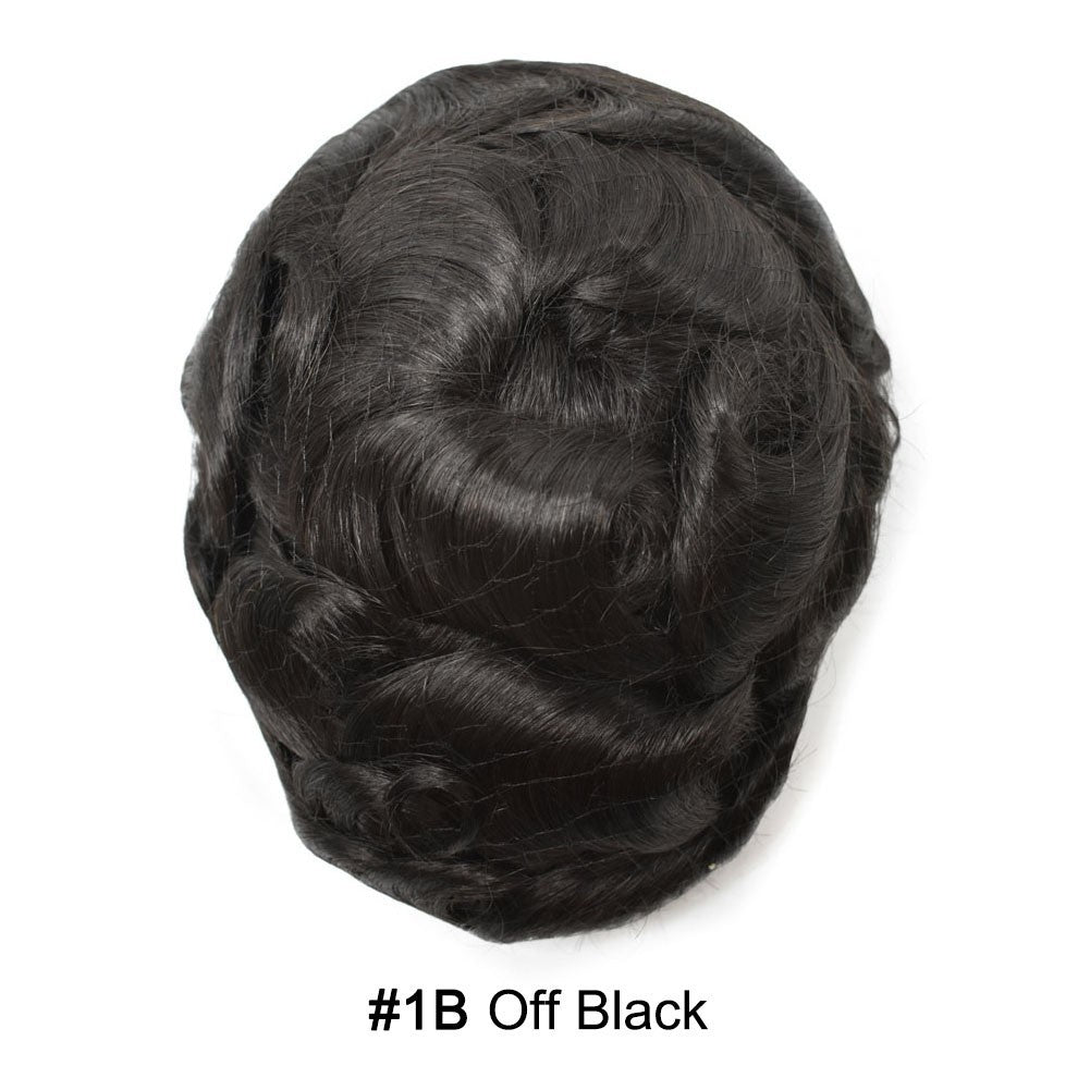 Men's Hair Replacement System Full Poly Skin Toupee - Remy Human Hair Wig