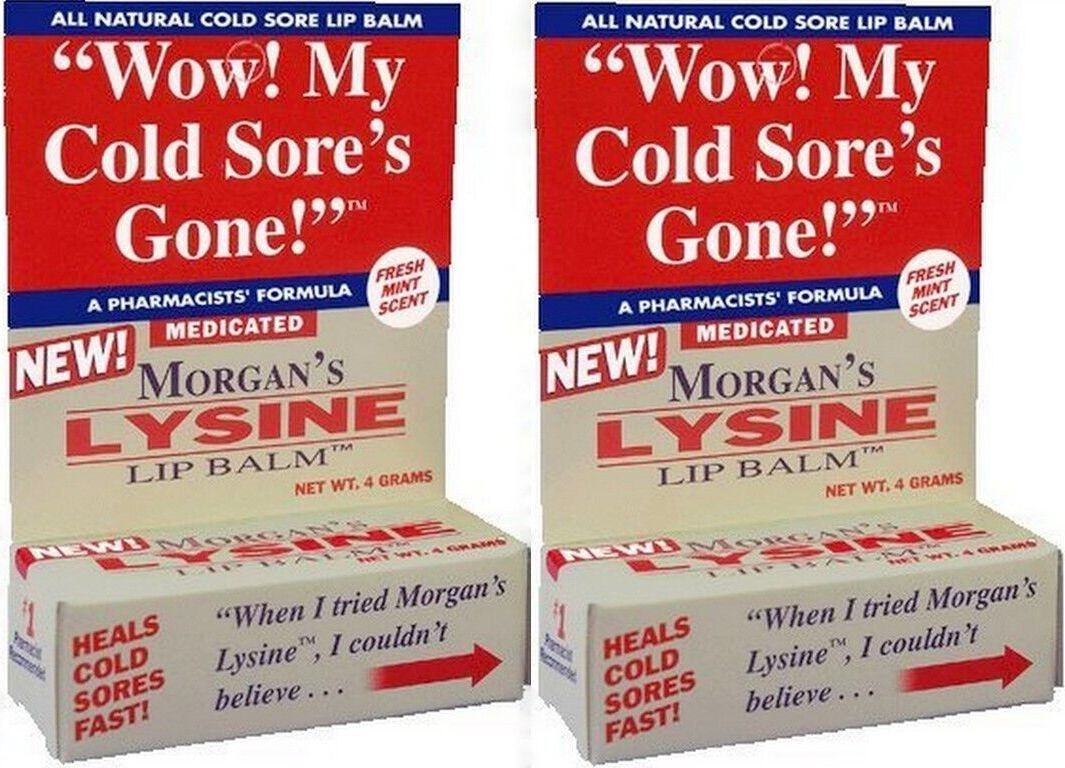 Morgan's Lysine Lip Balm for Cold Sores - Medicated 4g Twin Pack
