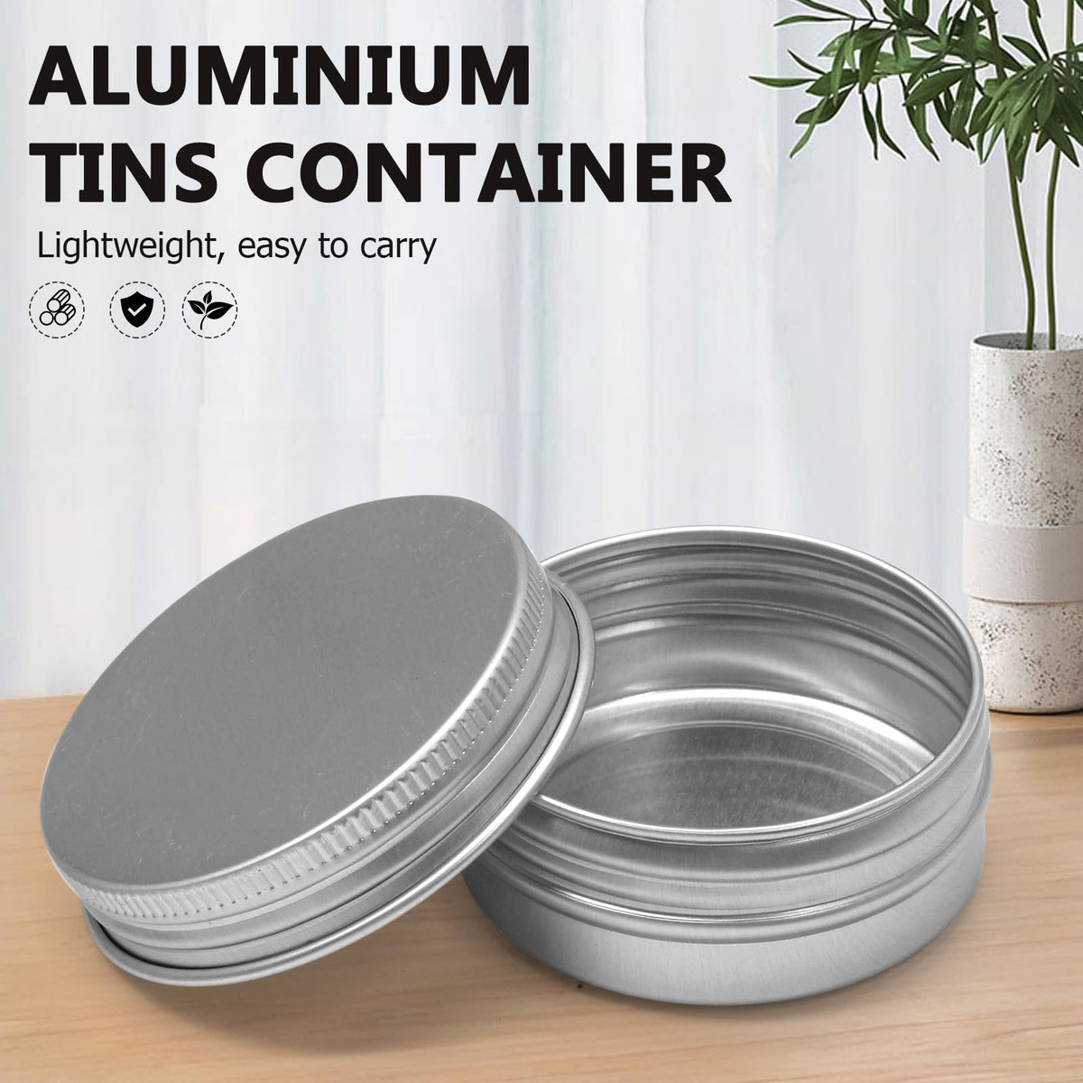 12 Pcs Empty Lip Balm Tin Containers with Lids - 1 oz Aluminum Silver