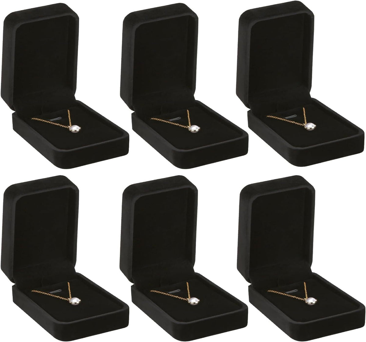 6-Piece Velvet Jewelry Gift Boxes Set for Necklace & Pendant