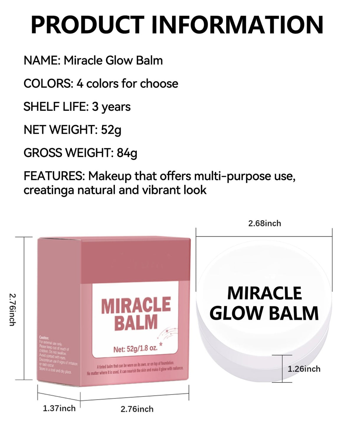 Multi Glow Balm Miracle Balm Tinted Face 1.83 oz - Natural Lip & Cheek