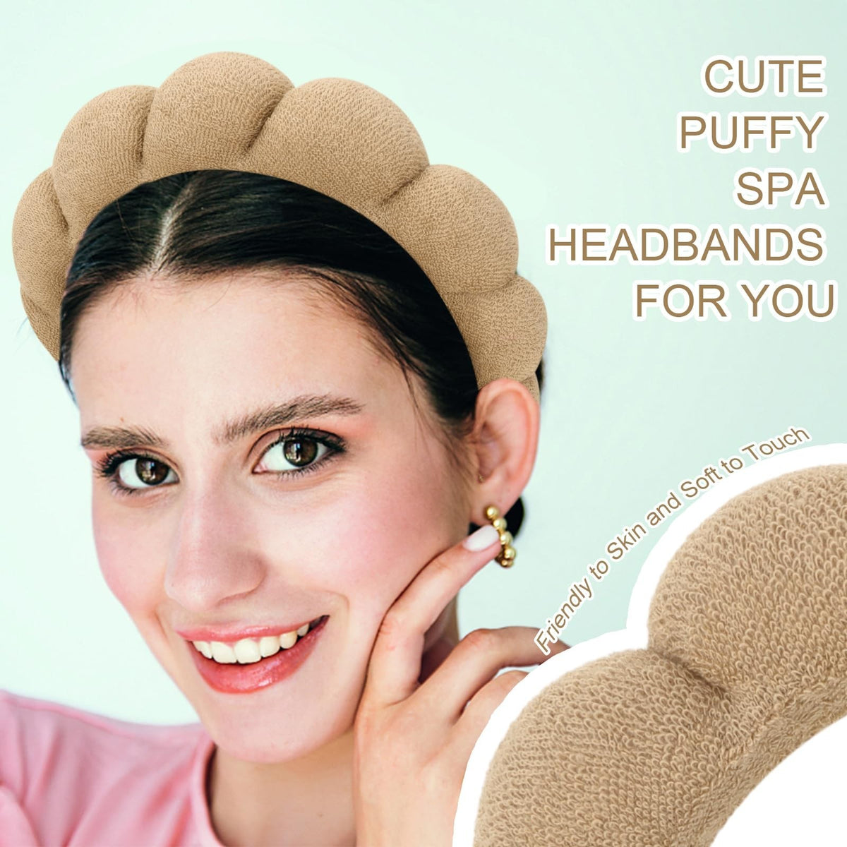 3 Pack Terry Cloth Spa Headbands with Sponge for Skincare and Hair