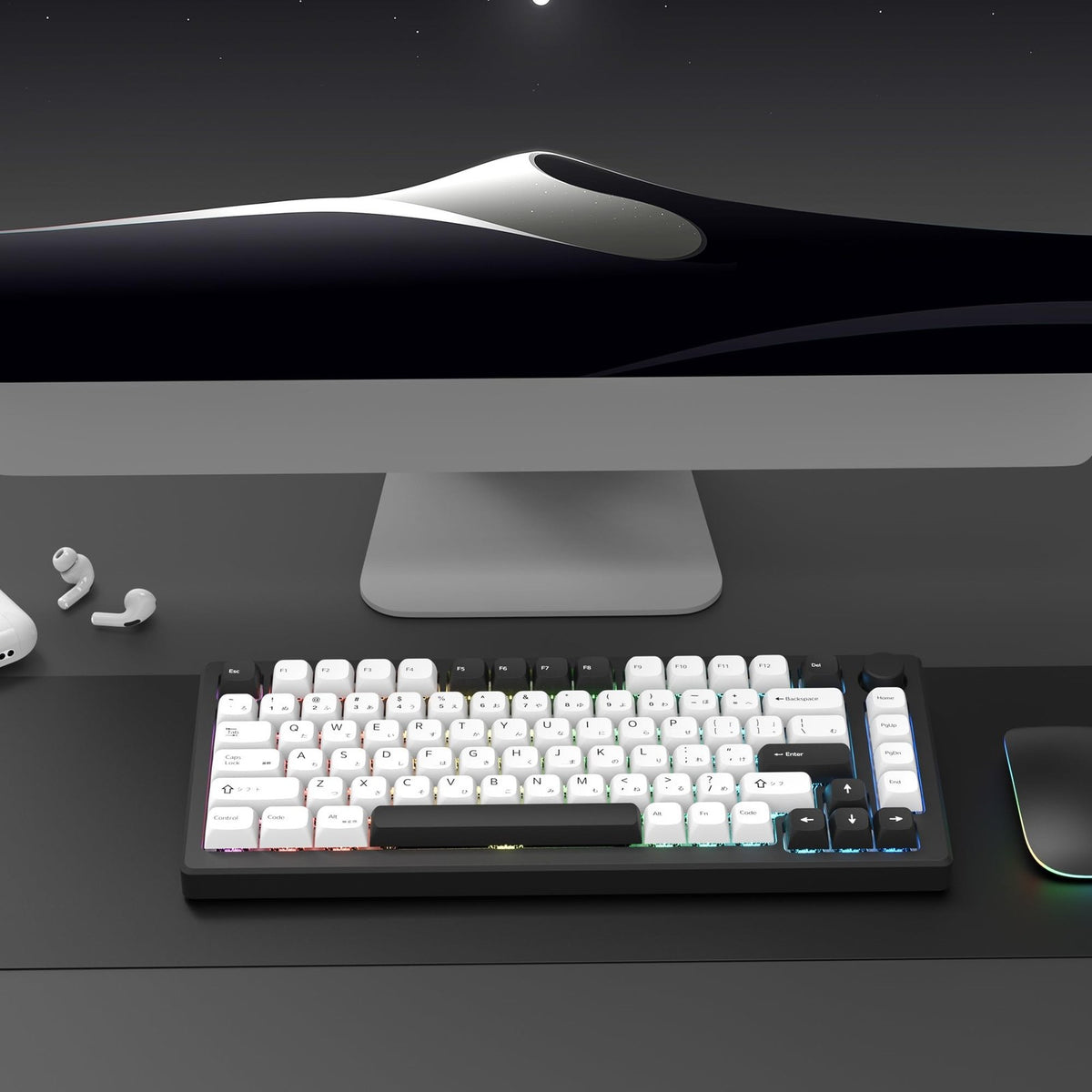 White PBT Keycap Set for Mechanical Keyboard - Japanese XDA Profile 75% Dye-Sublimation