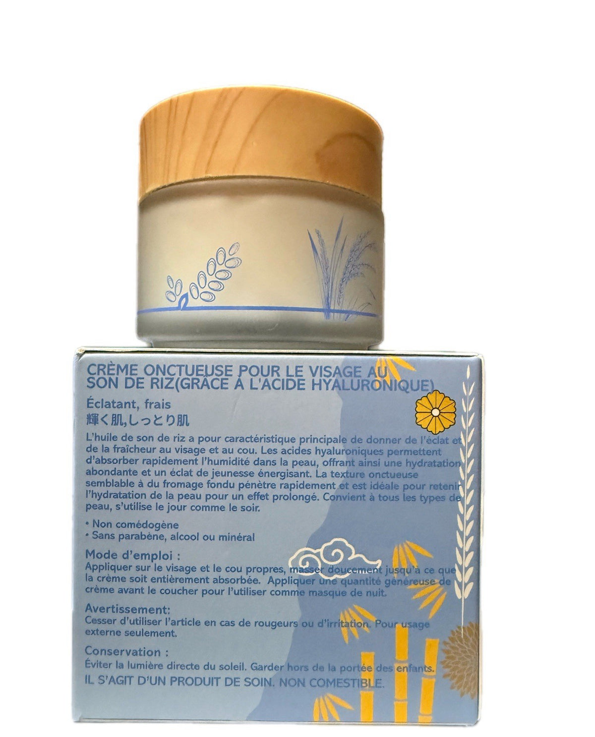 Rice Bran Face Cream with Hyaluronic Acid 3.4 oz