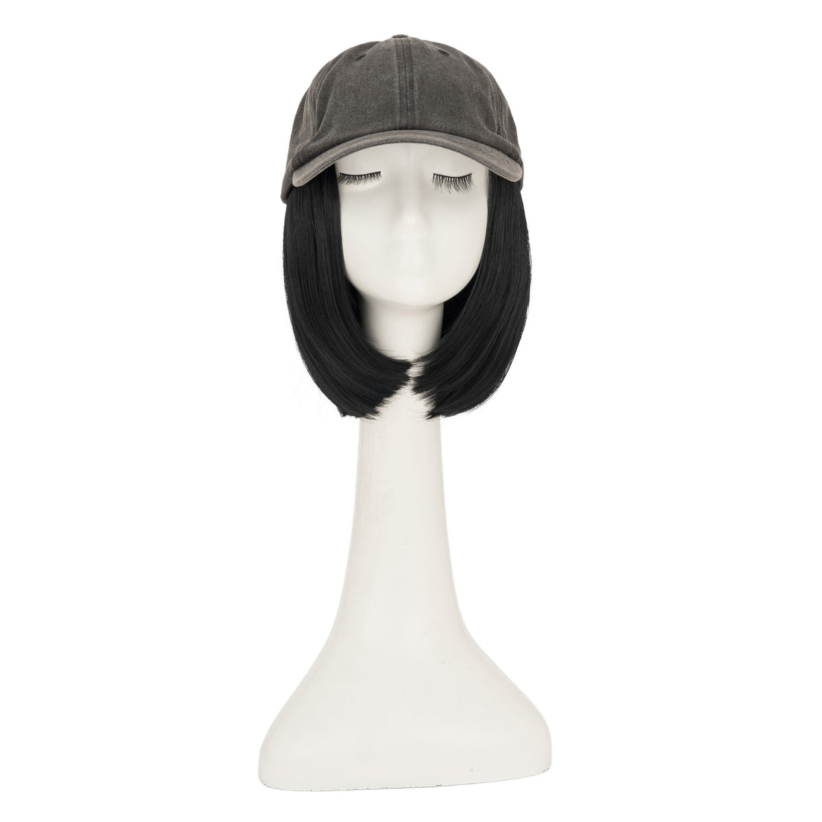 8-Inch Curly Baseball Cap with Synthetic Ponytail Hair Extensions - Natural Look