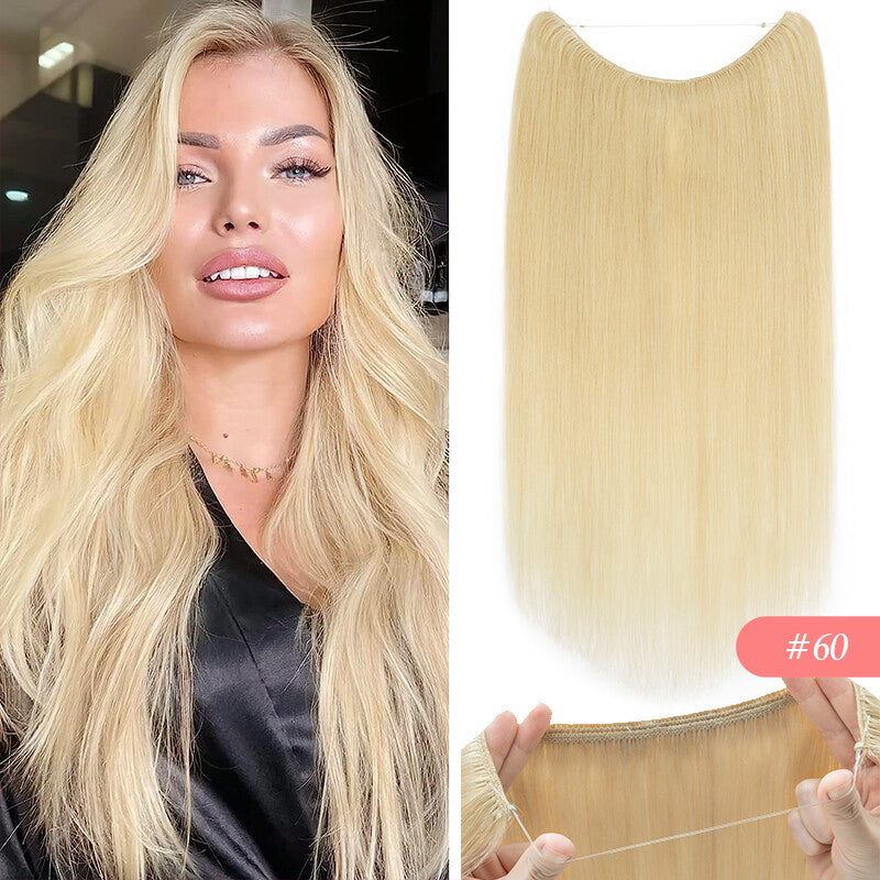 Thick Clip-In Remy Human Hair Extensions Headband Hairpiece & Ring