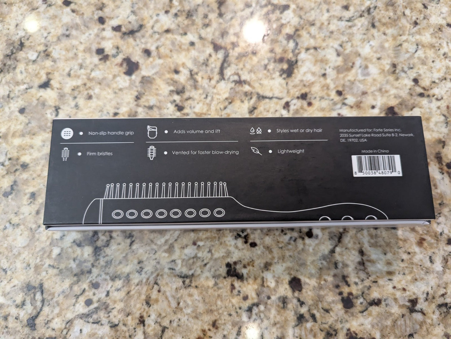Vented Hair Styling Brush 9 Inch Lightweight Firm Bristles Black