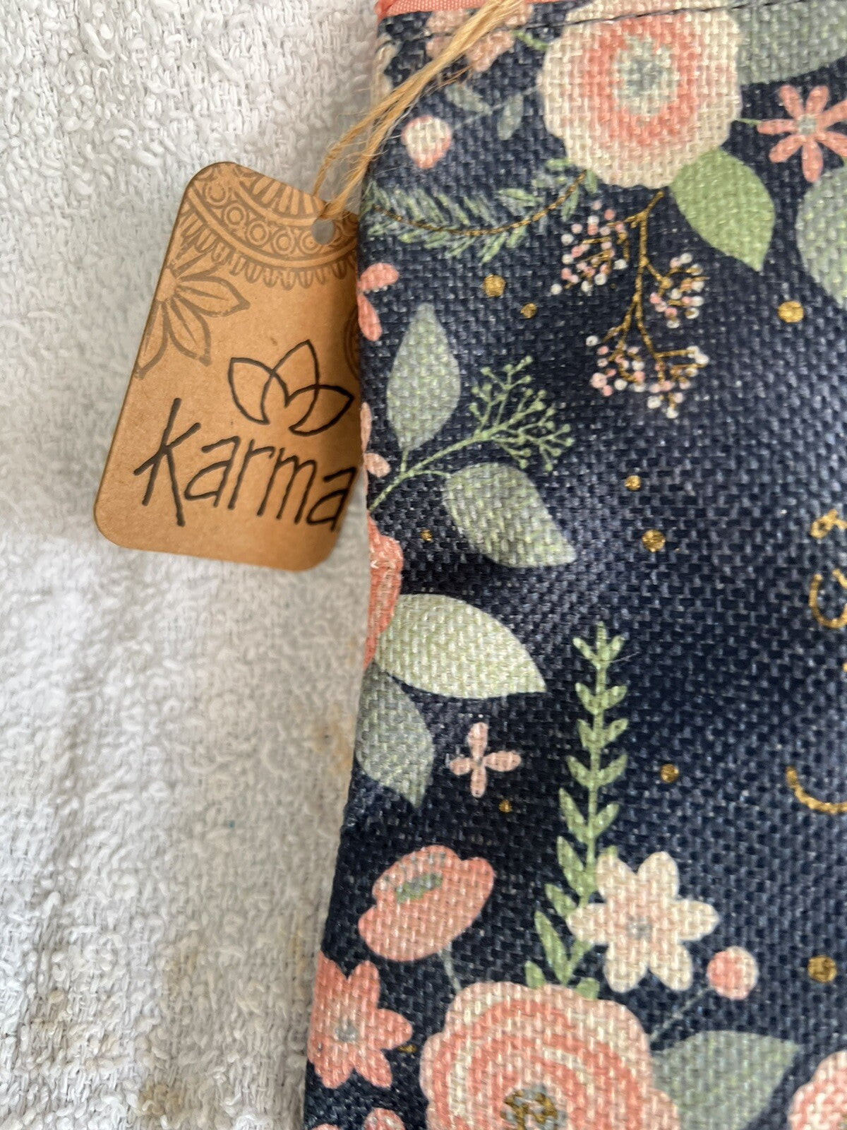 Canvas Makeup Bag with Floral Design - Portable Storage Pouch, 9x7 inches