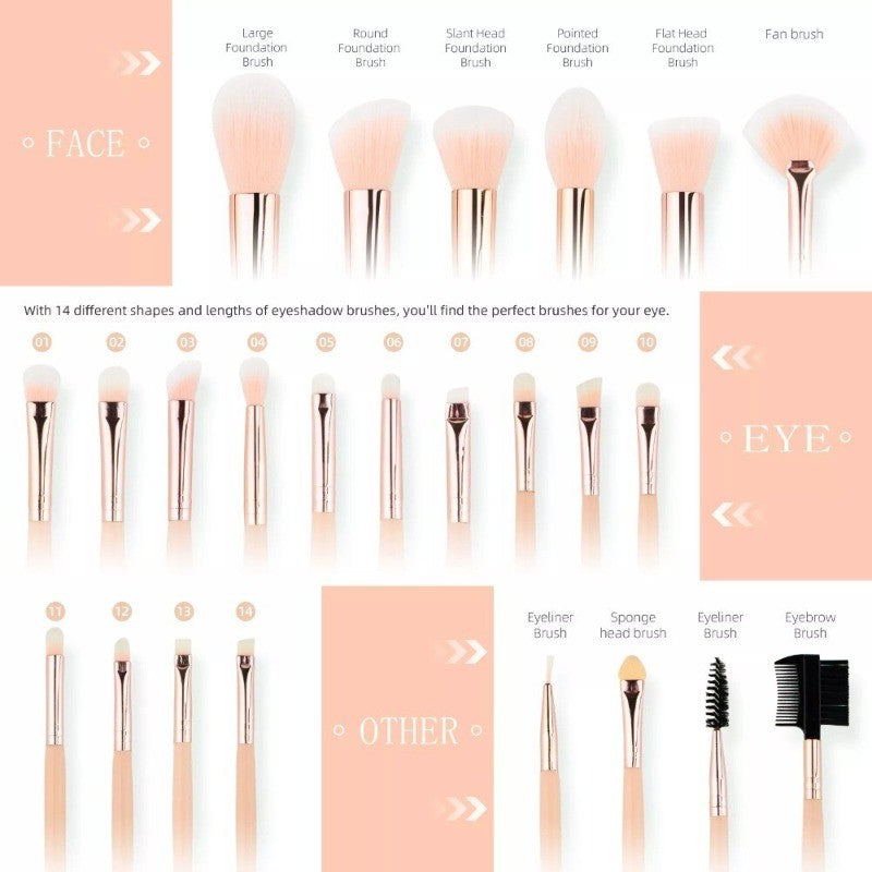 Professional 24pcs Makeup Brush Set with Soft Synthetic Bristles & Wooden Handles