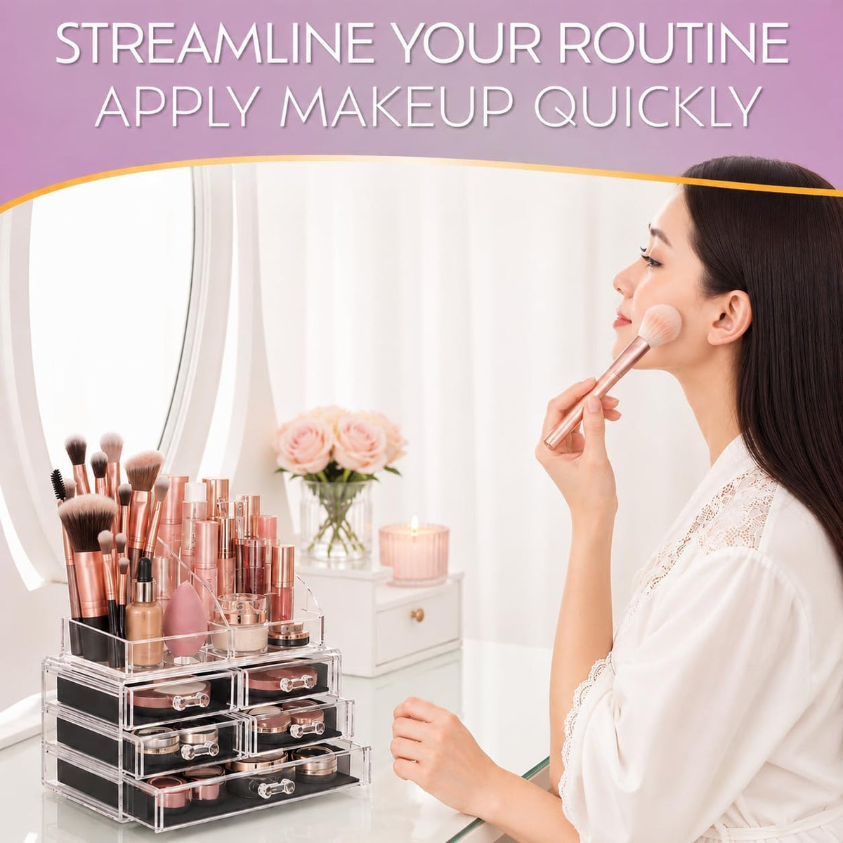Acrylic Makeup Organizer Countertop with Drawers and Compartments