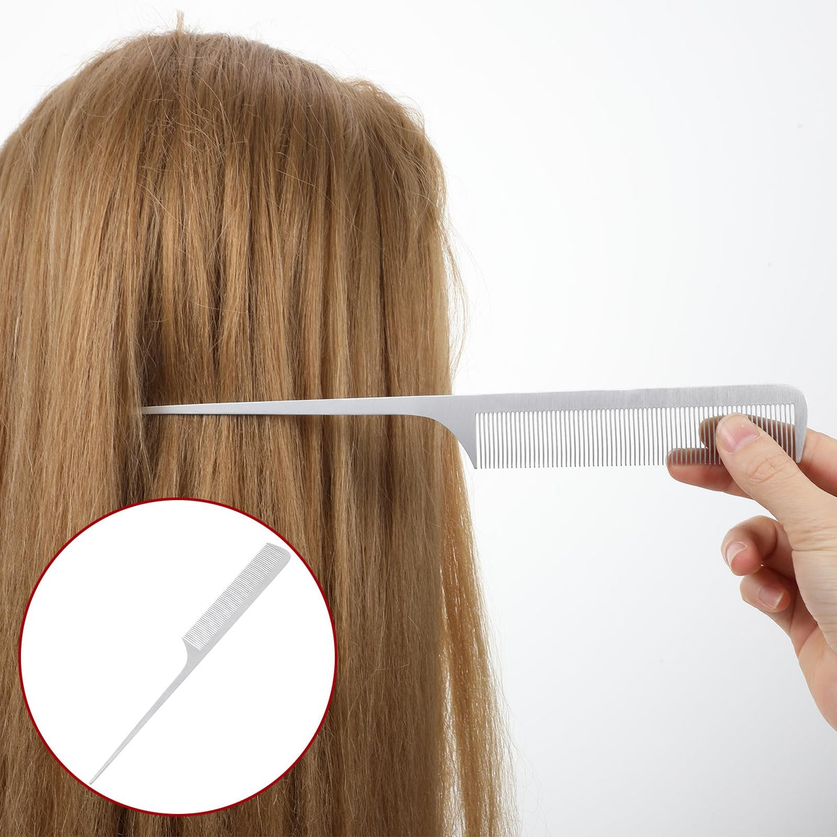Metal Fine Tooth Comb Set - Stainless Steel Detangling & Styling Tools