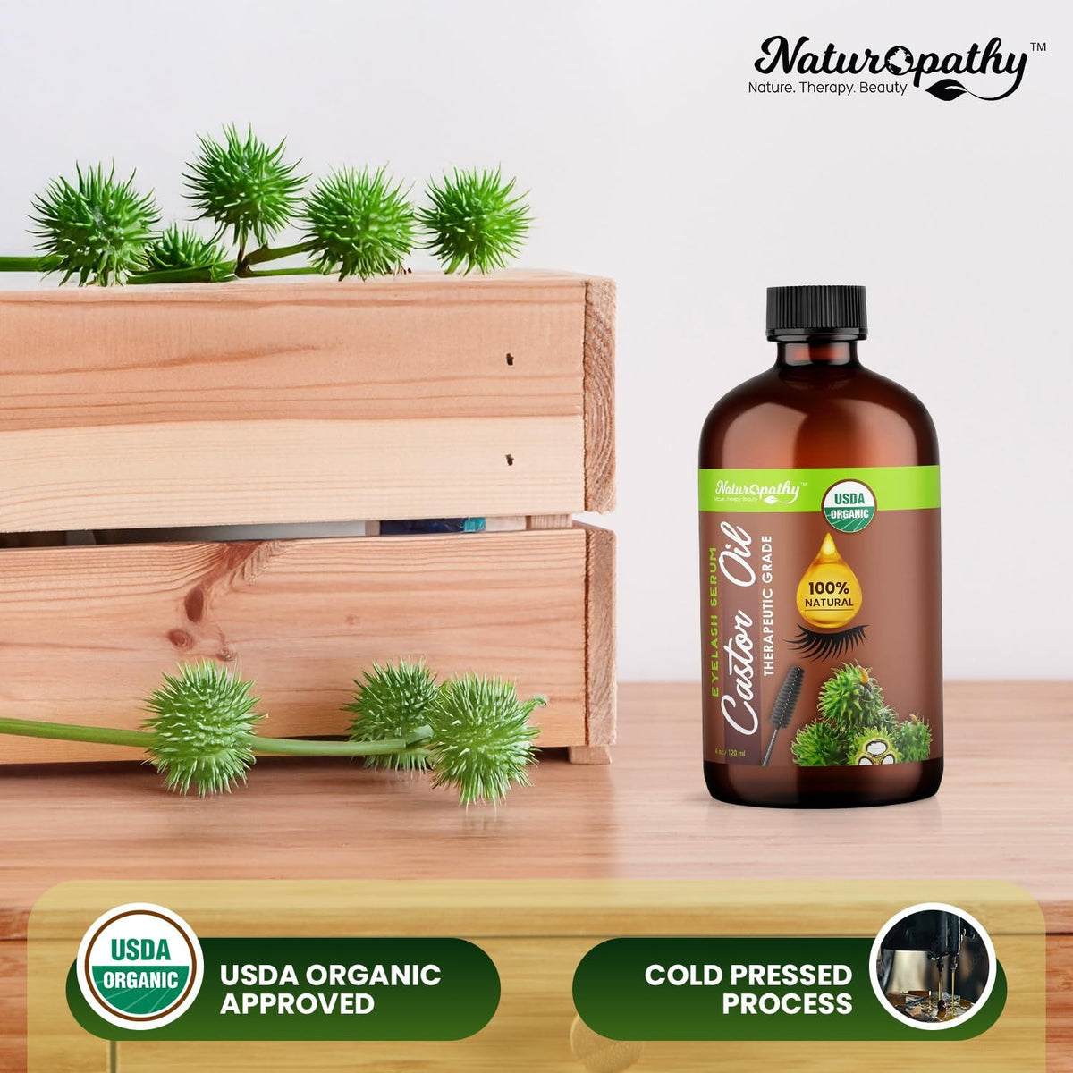 USDA Organic Castor Oil 4oz - Pure Natural Hair & Skin Moisturizer