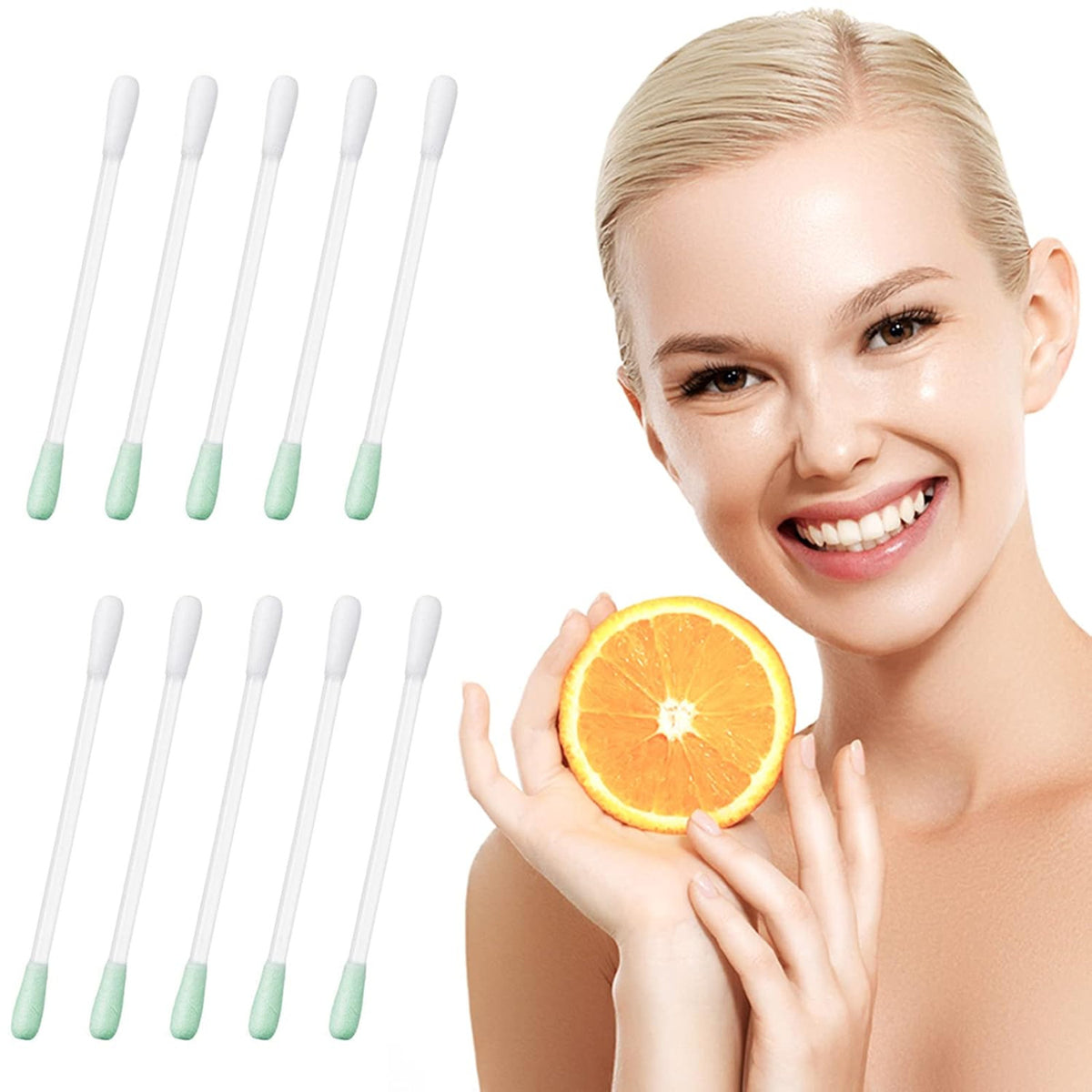 Cotton Makeup Remover Swabs with Vitamin E Liquid, 100 Pcs for Eye & Lip
