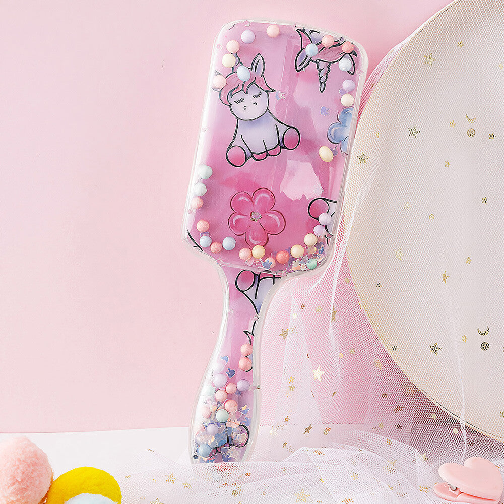 Kids Cartoon Unicorn Detangling Hair Brush with Air Cushion - Painless & Tangle-Free