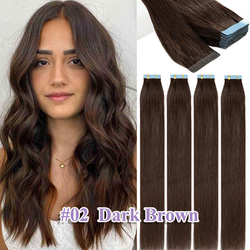 Indian Remy Tape-In Human Hair Extensions Full Head - Straight 200G