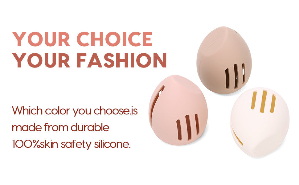 Travel Cosmetic Storage Case for Makeup Sponges - Egg-Shaped Silicone Holder