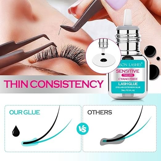Sensitive Eyelash Extension Glue 3-4 Seconds Drying Time 5-6 Weeks Retention