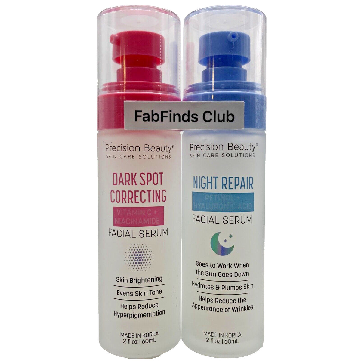 Dark Spot Correcting & Night Repair Facial Serum Set - Vitamin C, Retinol, Hyaluronic Acid