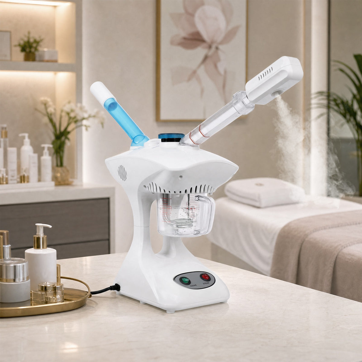 2-in-1 Facial Steamer with 360° Rotating Spray Head & 15.2oz Water Tank