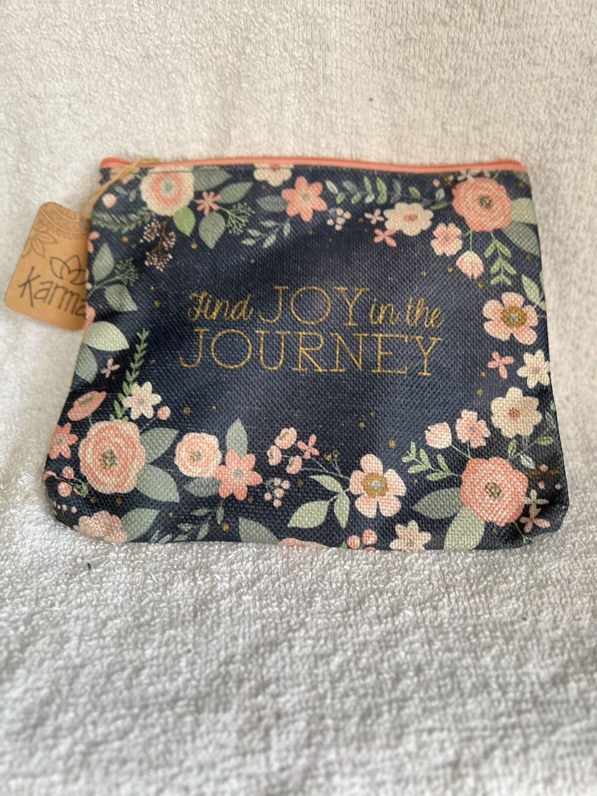 Canvas Makeup Bag with Floral Design - Portable Storage Pouch, 9x7 inches
