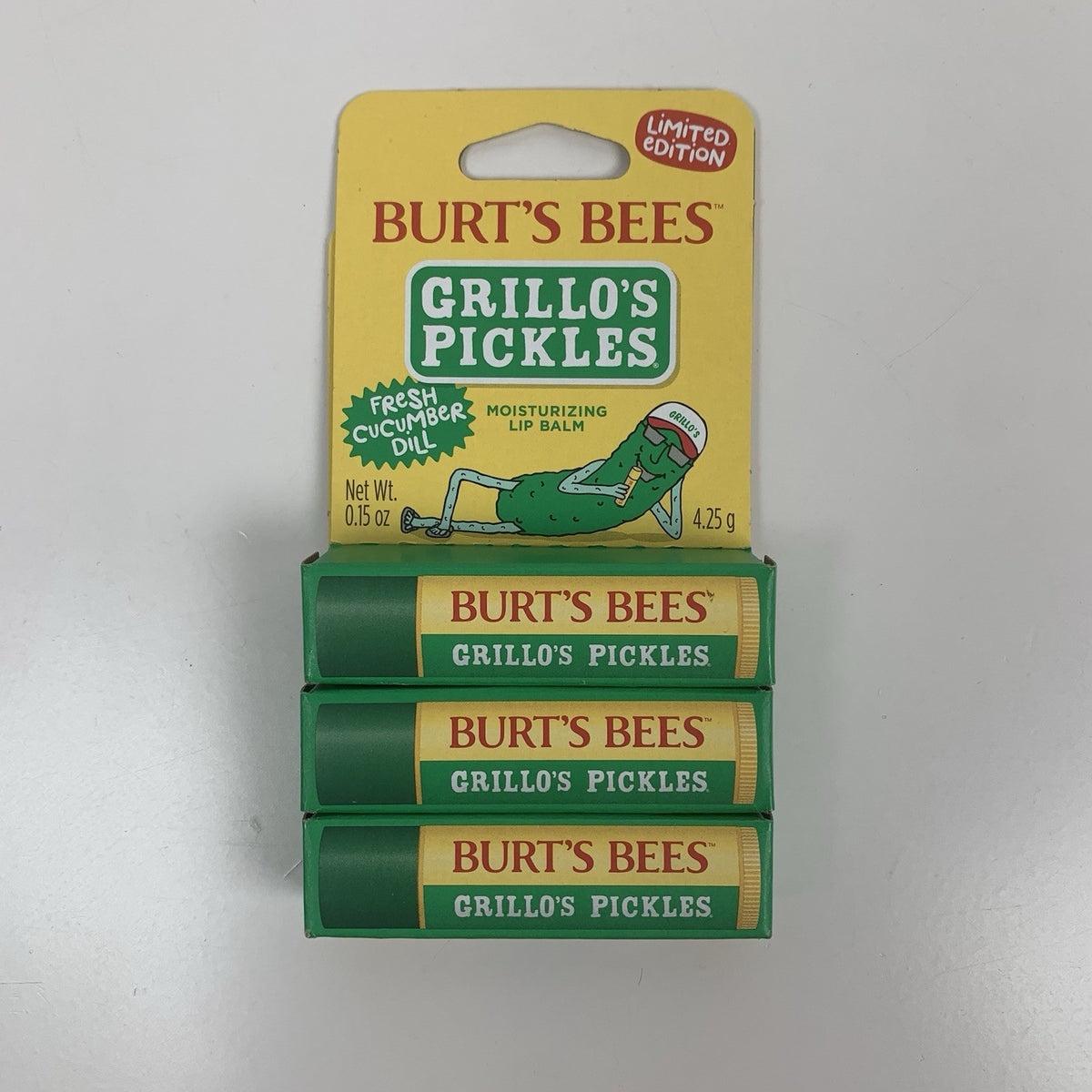 Limited Edition Burt's Bees Grillo’s Pickles Cucumber Dill Lip Balm Set
