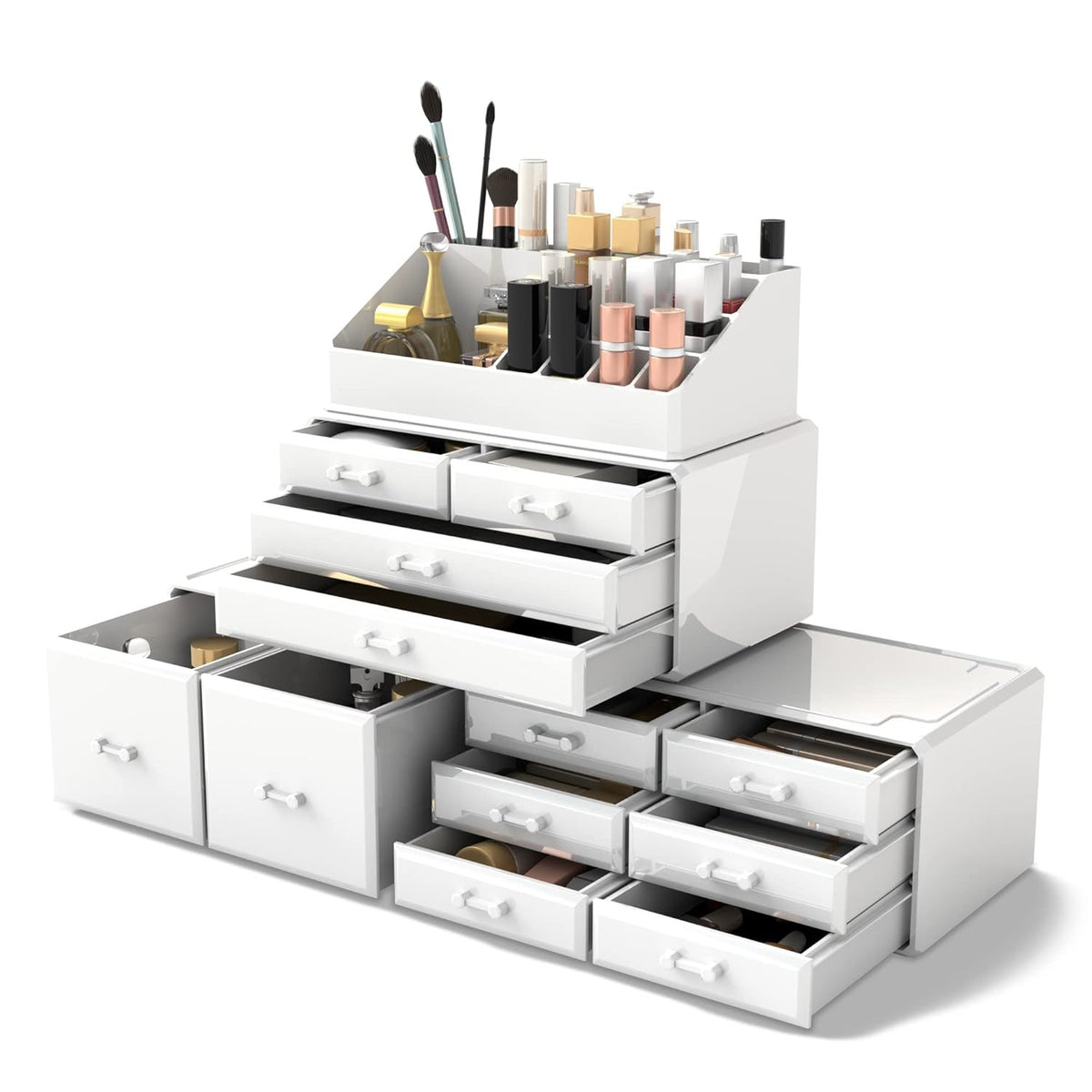 Makeup Organizer with 12 Drawers, Stackable Cosmetic Storage Case