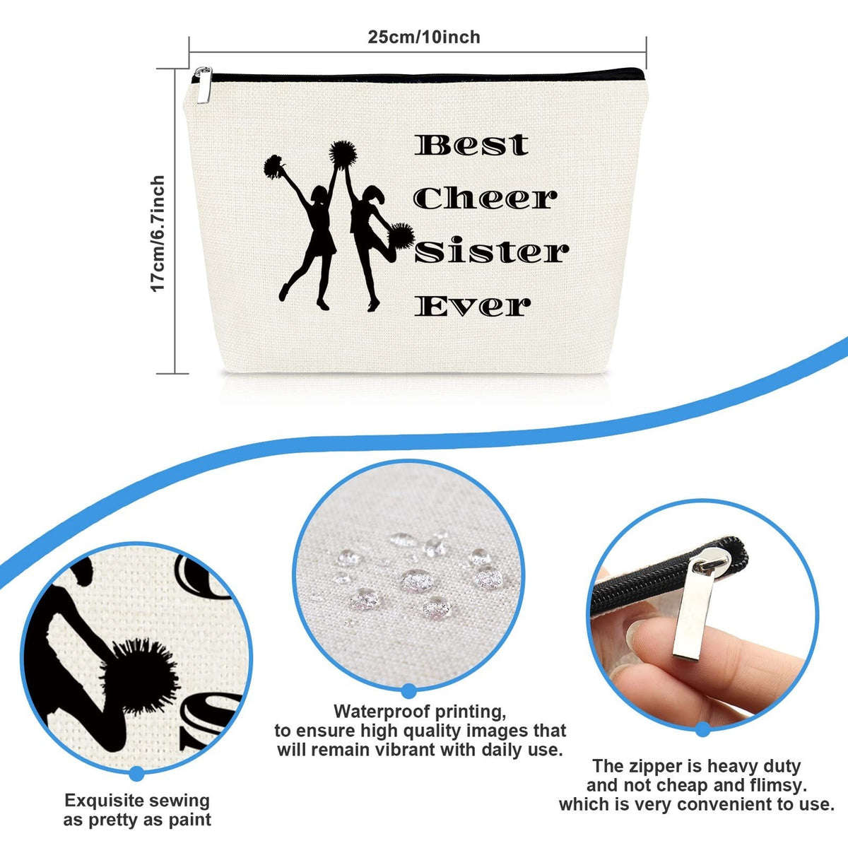 Cheerleader Makeup Bag for Girls & Women - Friendship & Team Gift
