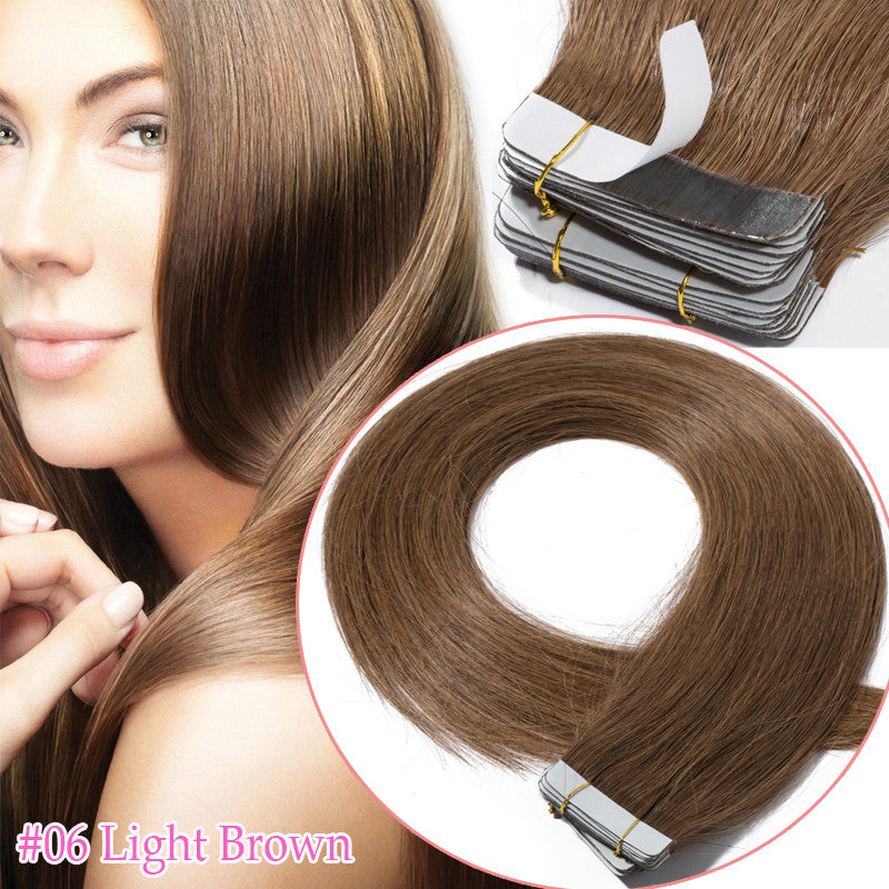 Tape-In Human Hair Extensions Full Head 150G Remy Skin Weft 12-24 Inches