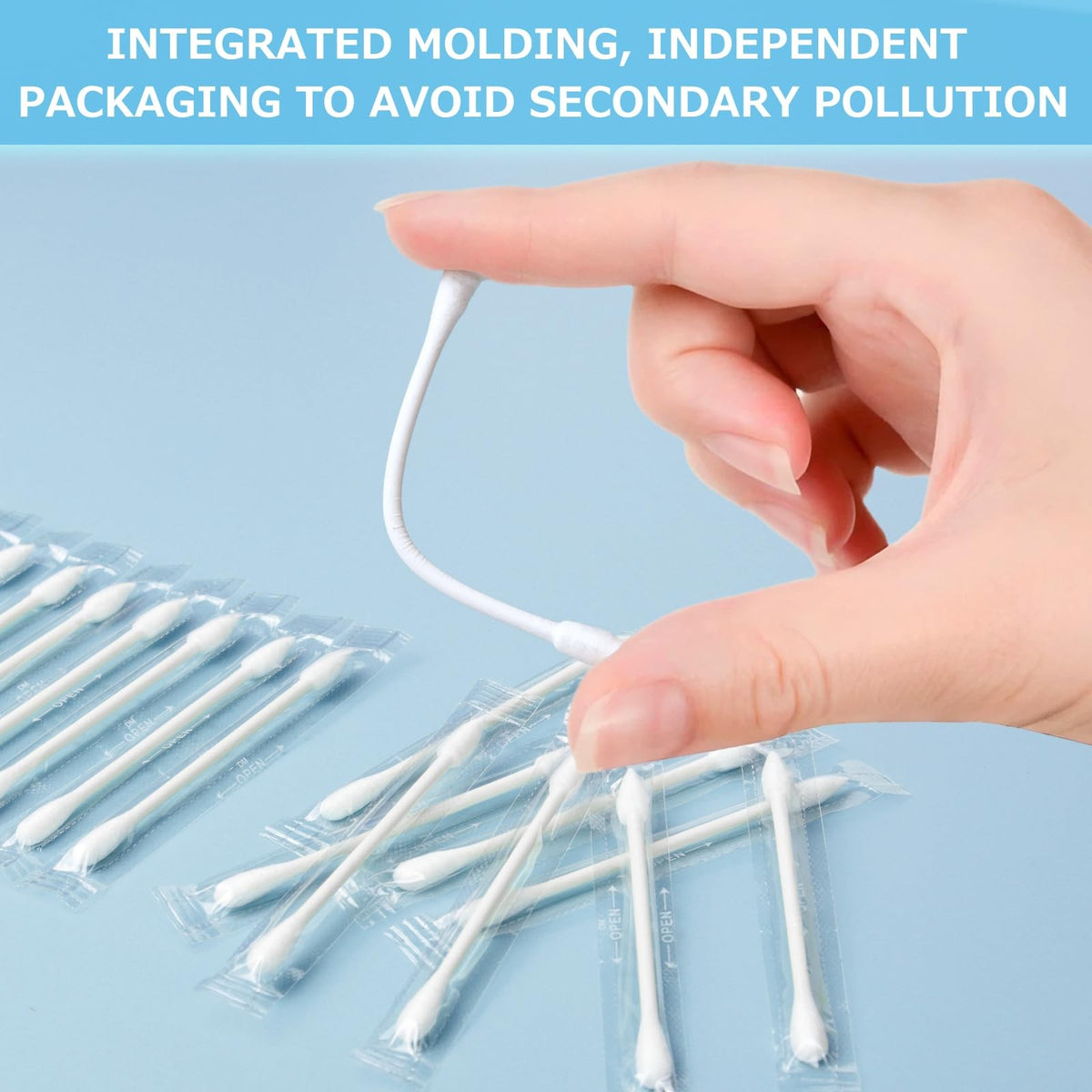 100 Pack Organic Biodegradable Cotton Swabs - Individually Wrapped for Personal & Travel Use