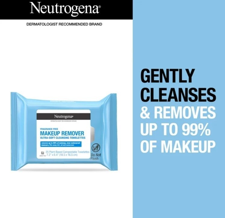 Makeup Remover Wipes Face Cleansing Towelettes Fragrance-Free 25 Count 2 Pack