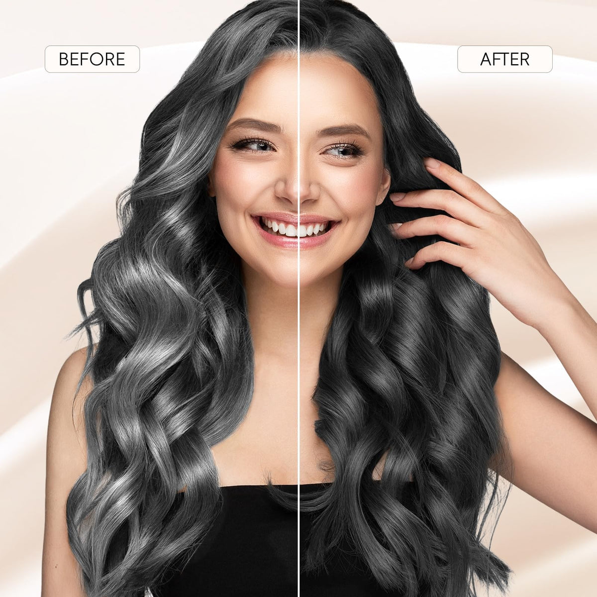 Black Hair Dye Shampoo 3 in 1 Semi-Permanent Hair Color for Gray Coverage