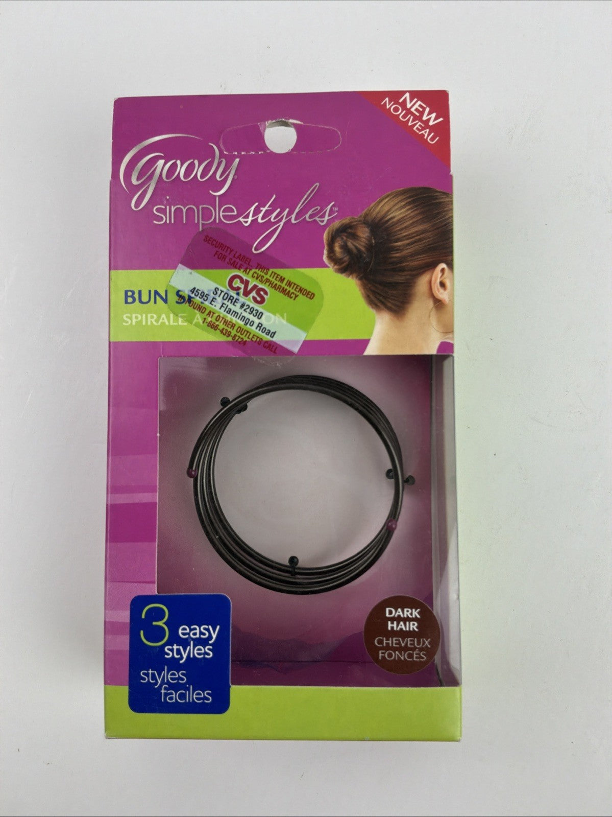 2 Pack Goody Simple Styles Bun Spiral Dark Hair