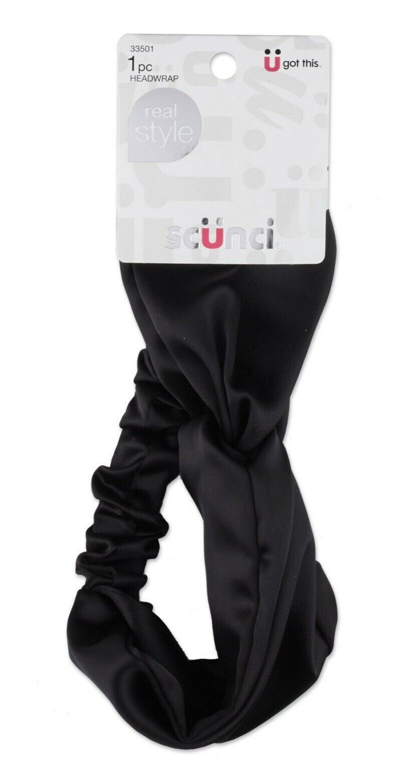 Scunci Real Style U Got This - 1pc Headwrap, Black Silky Feel, SEALED