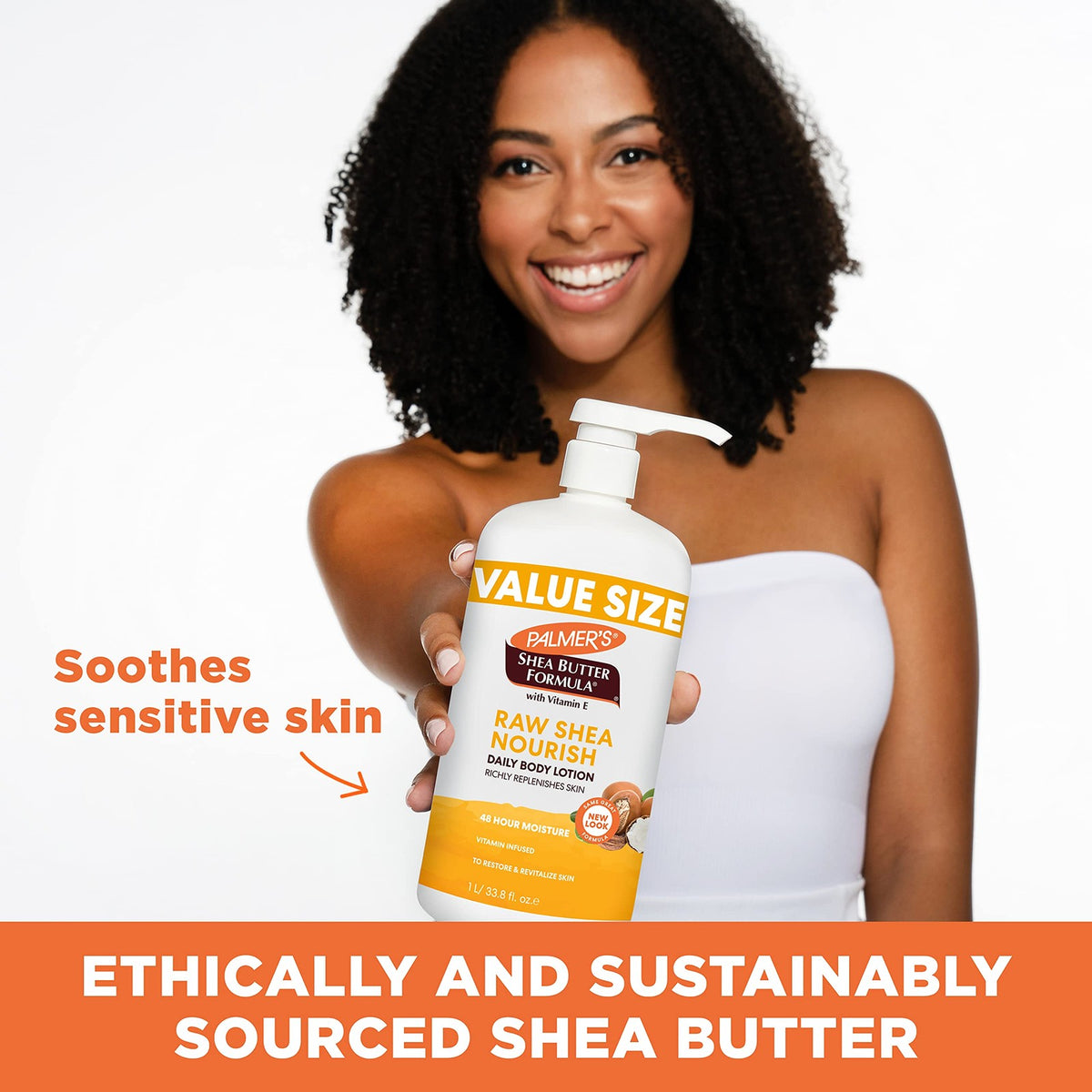 Palmer's Shea Formula Raw Body Lotion for Dry Skin with Pump, 33.8 oz