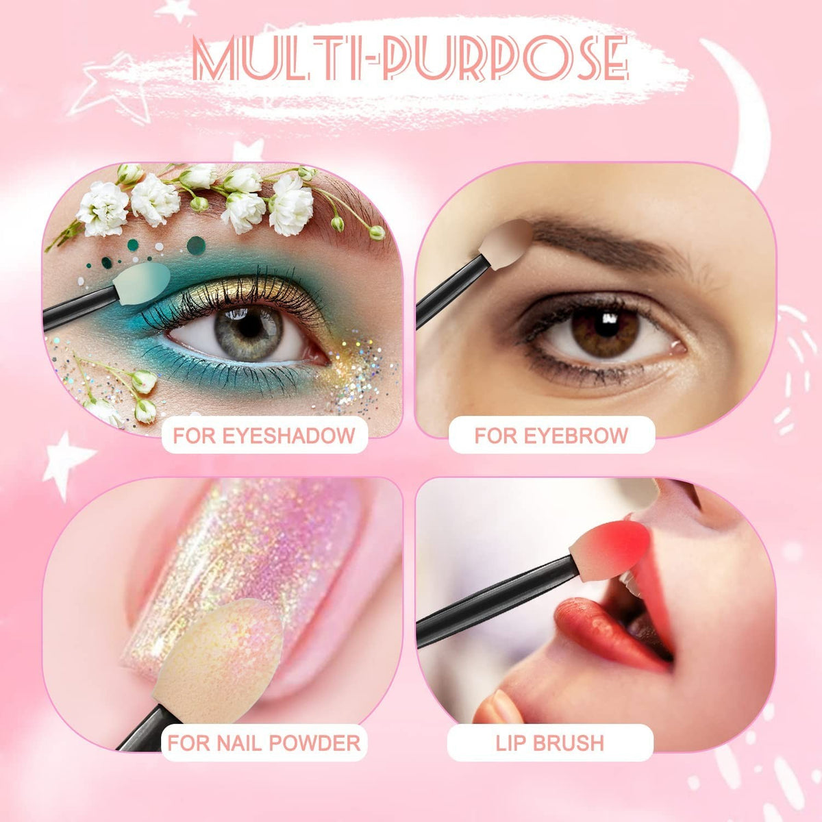 Disposable Eyeshadow Applicators 50 Pcs - Soft Oval Tips for Flawless Makeup
