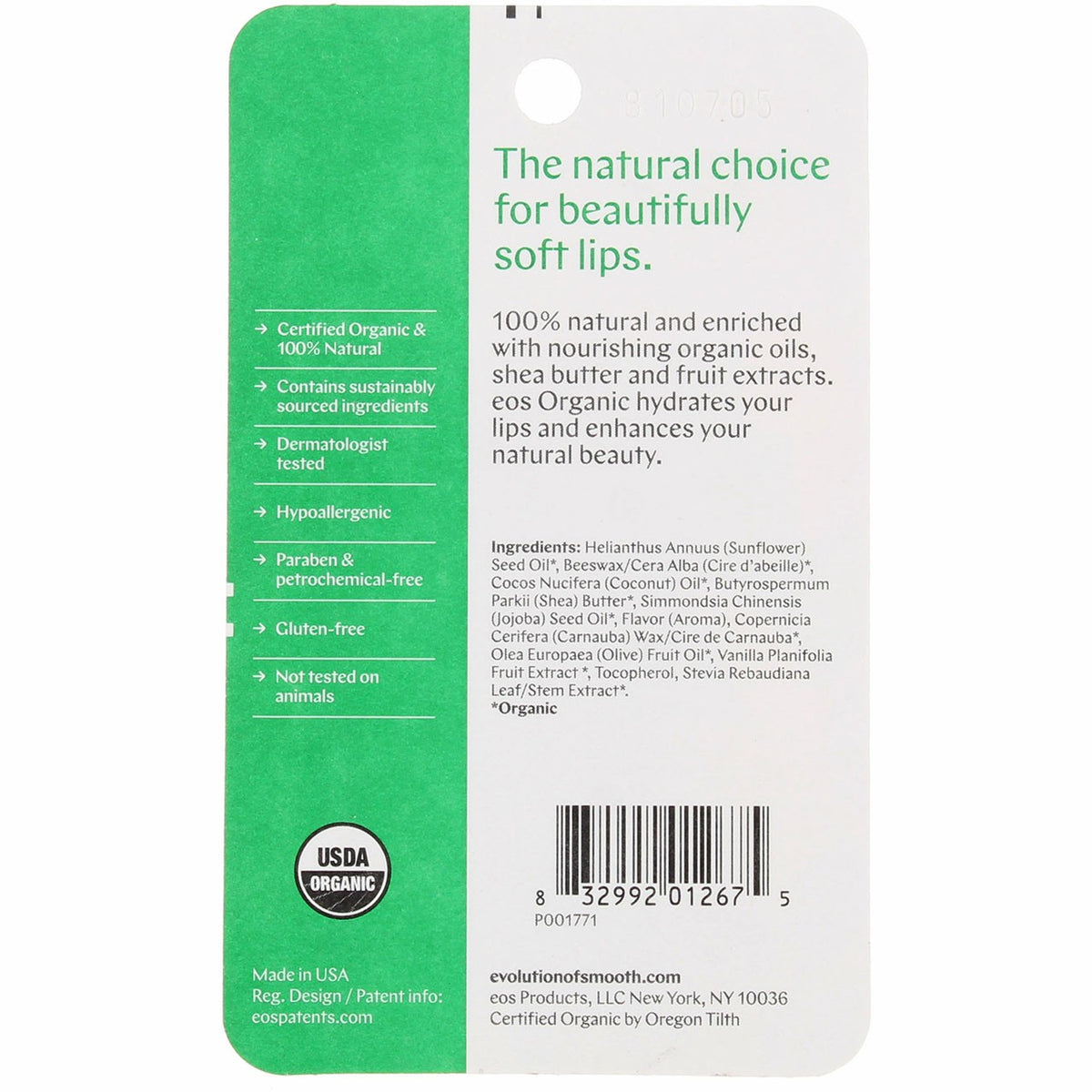 Organic Lip Balm Stick Vanilla Bean 3 Pack - Nourishing & Paraben-Free