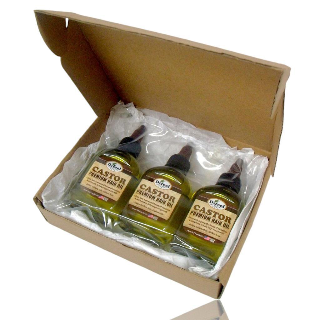 Premium Castor Hair Oil - Alcohol-Free, USA Made, 3 Pack of 2.5oz Bottles