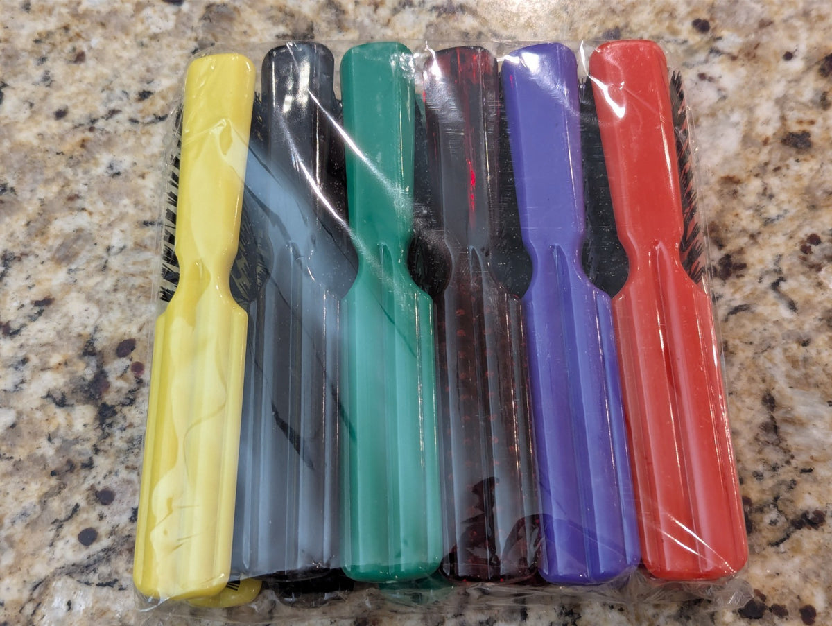 Eden 12 Pack Small Plastic Assorted 6" Hair Brushes #CL70M