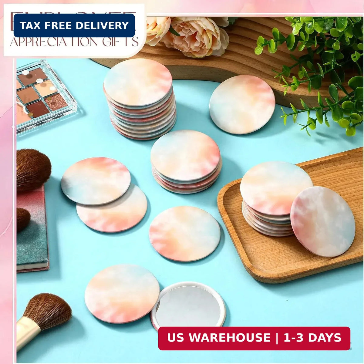 30 Pack Mini Pocket Mirrors - 2.75 Inch Pastel Compact Handheld Mirrors for Travel & Gifts