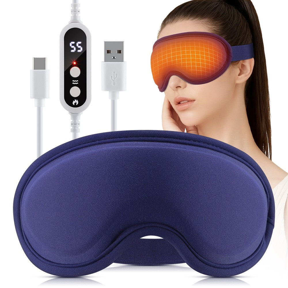 Electric Heated Eye Mask with 5 Temperature & 6 Vibration Modes - Relax & Relieve Eye Fatigue