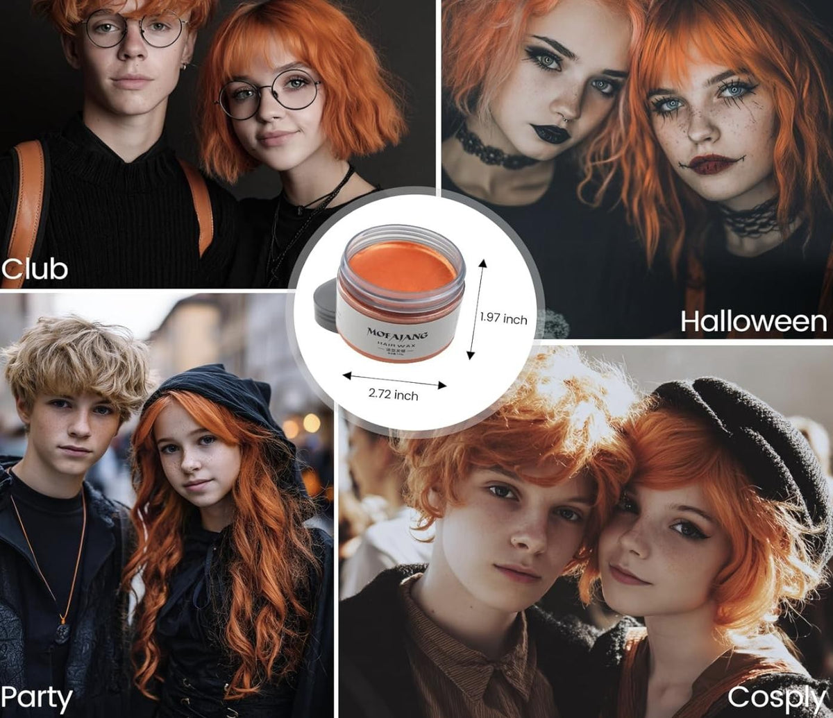 Temporary Hair Wax Color Set - Natural Orange Hair Styling Pomades for Men & Women