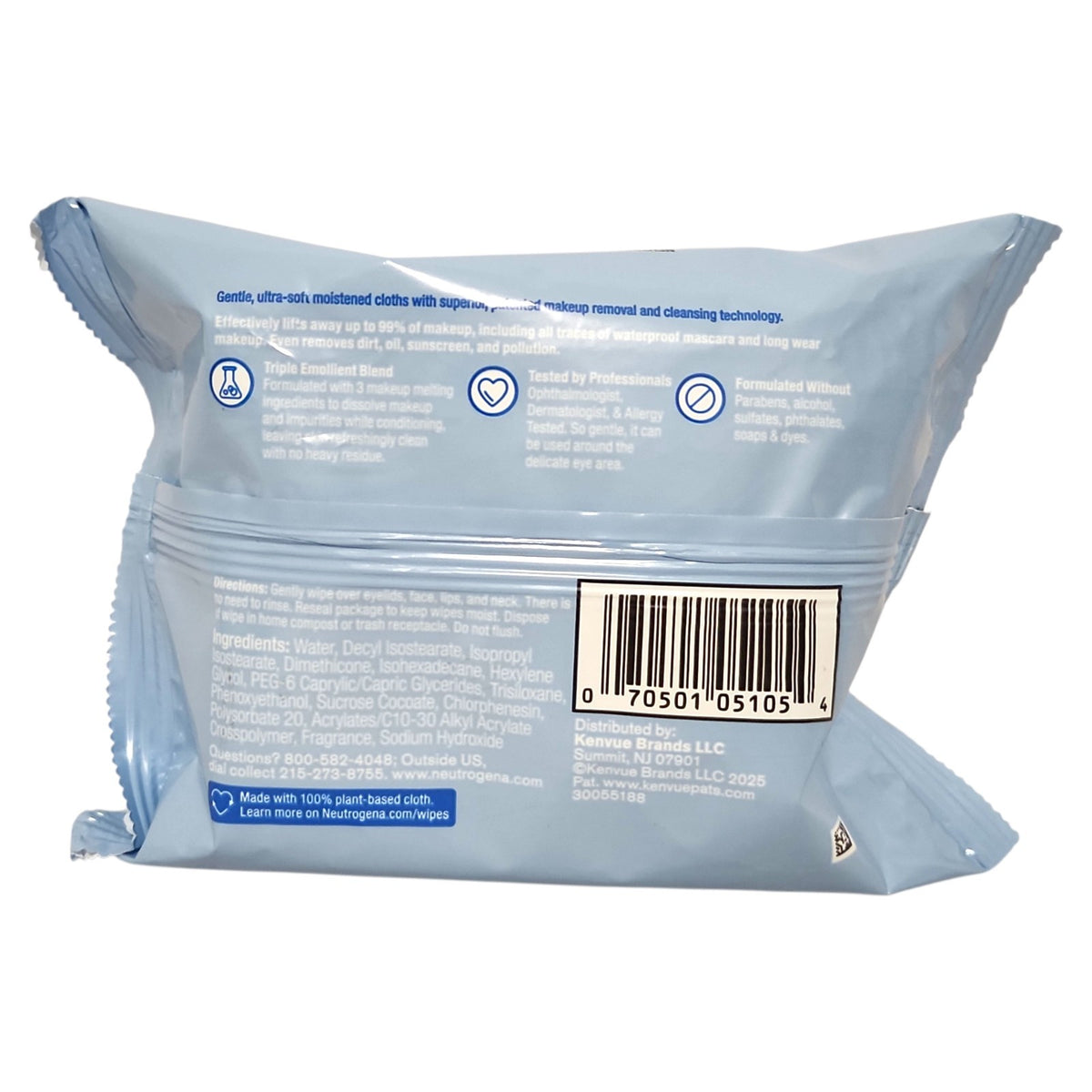 Neutrogena Makeup Remover Wipes Alcohol-Free 3-Pack, 75 Total Cleansing Towelettes