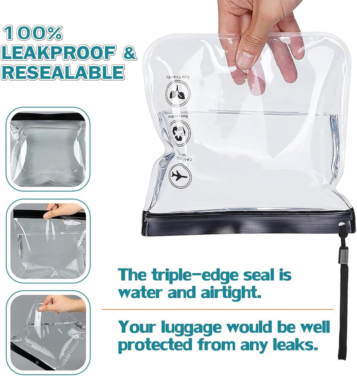 Clear TSA Approved Travel Toiletry Bag Waterproof Leakproof 20cm x 20cm