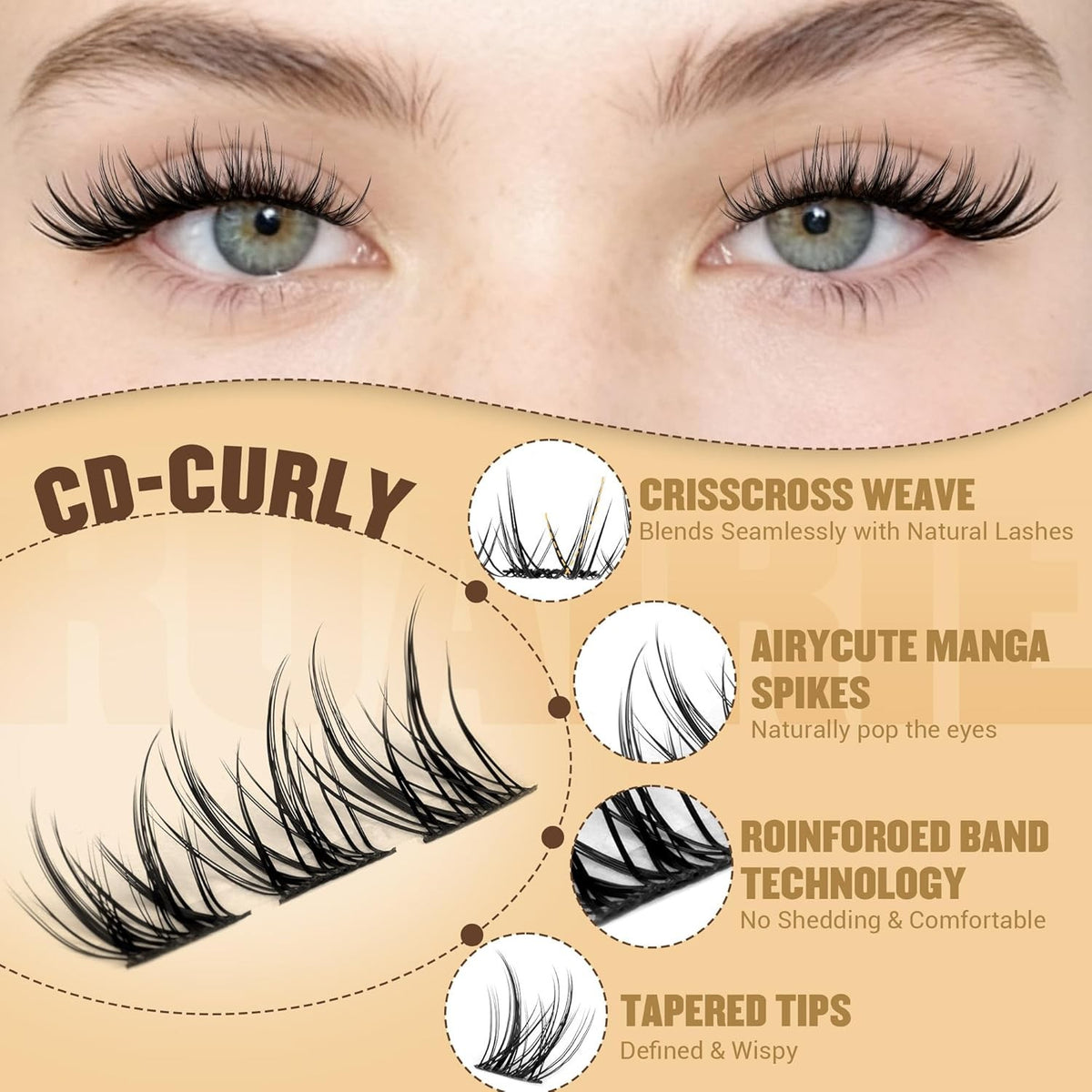 Natural Eyelash Clusters Kit - Wispy Black 180pcs DIY False Lashes