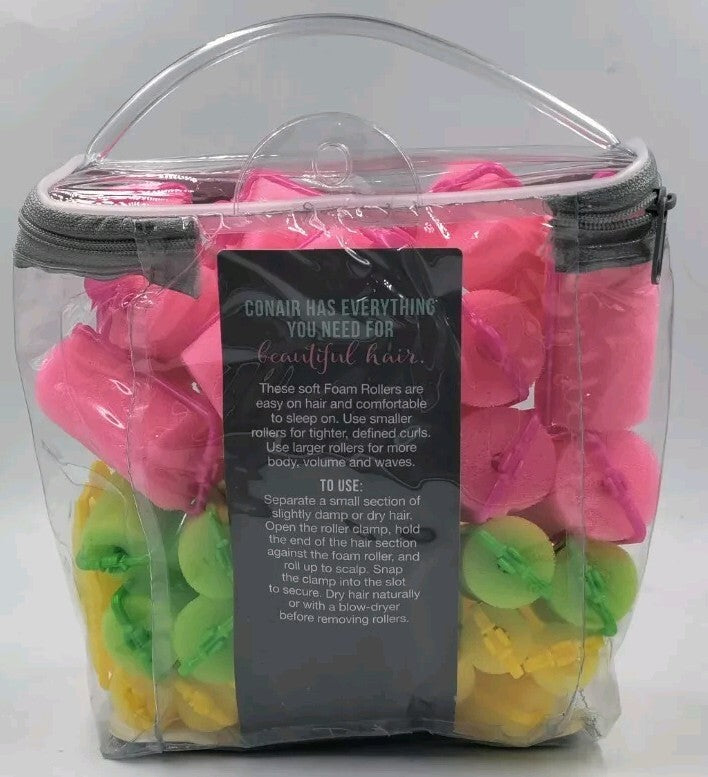 Neon Foam Hair Rollers for Bouncy Curls - 48 Pack Sleep Styling