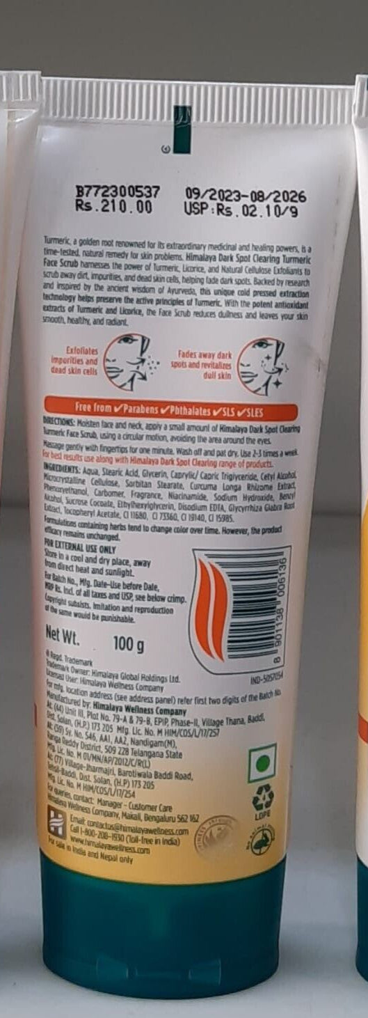 Himalaya Turmeric Face Scrub for Dark Spot Clearing - 100g