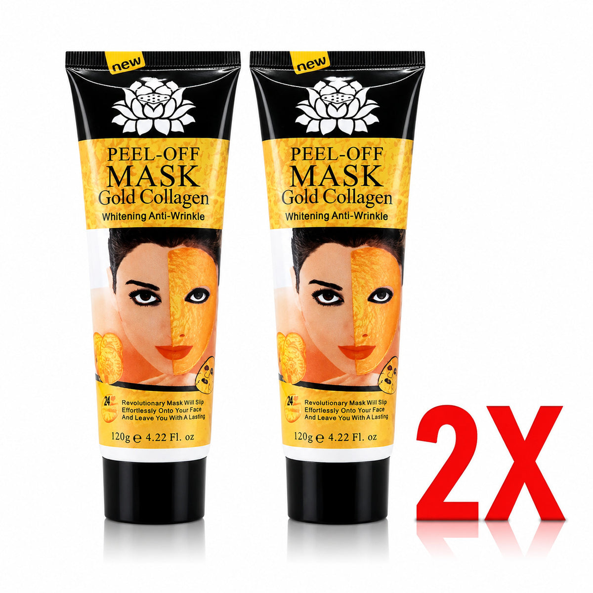 Gold Collagen Peel-Off Facial Mask - 2 Pack, 120ml