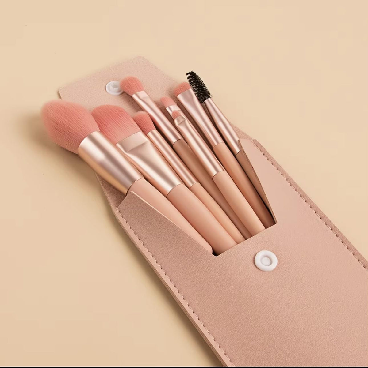 8-Piece Professional Makeup Brush Set with Pink Case & Rose Gold Handles